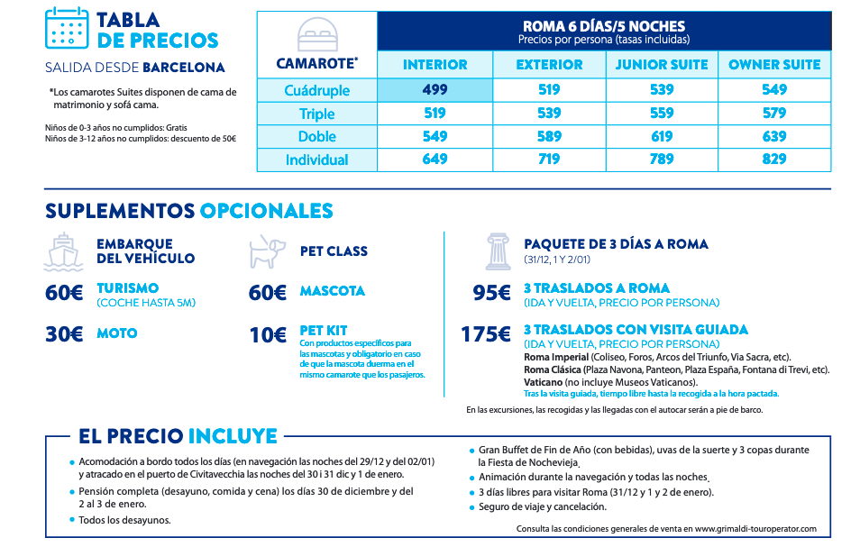precios mini crucero